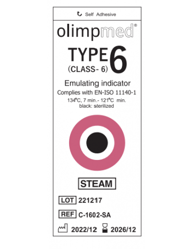 OM6 Steam Emulator - 7,0 min / 15 min - samoprzylepny test emulacyjny klasy 6 - 250 sztuk
